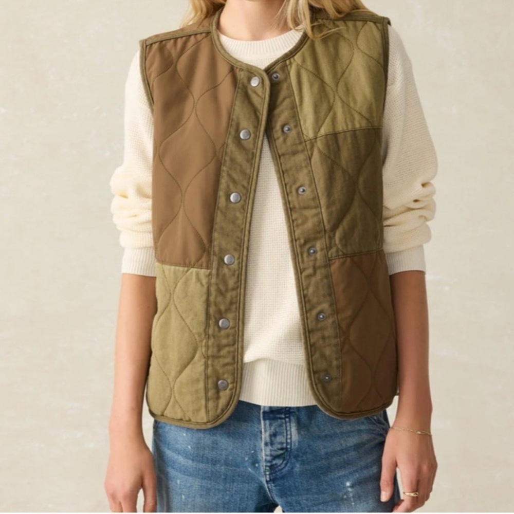 Faherty Oak Patchwork Vest XS/S NWT